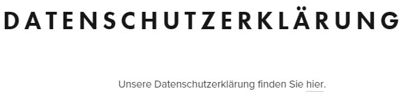 Ansicht Datenschutzerkl&auml;rungsseite mit klickbarem Link bei Squarespace