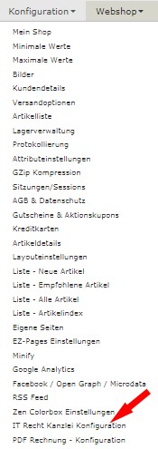 Auswahl Konfiguration - IT-Recht Kanzlei