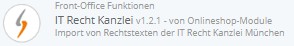 Auswahl Schnittstellen Modul der IT-Recht Kanzlei f&uuml;r Prestashop