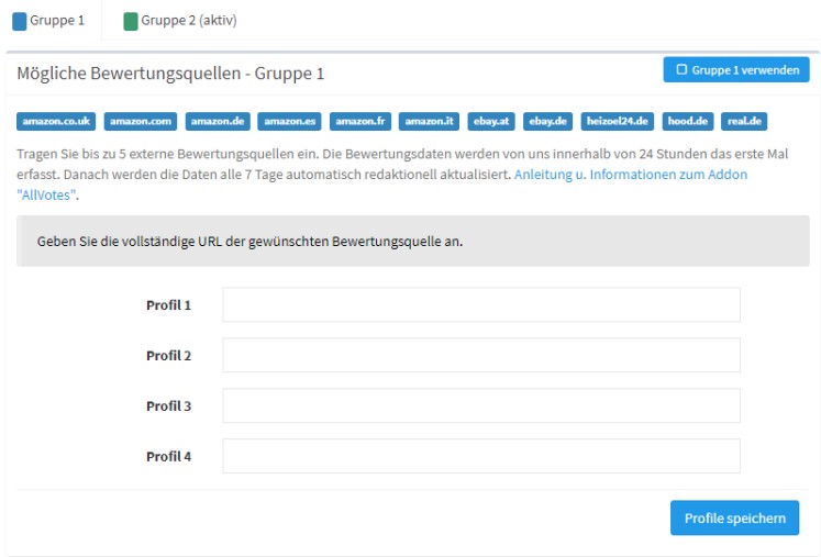 Shopvote Bewertungsgruppe 1